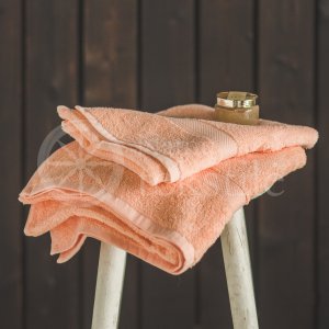 Medvilninis frotinis vonios rankšluostis persikinis